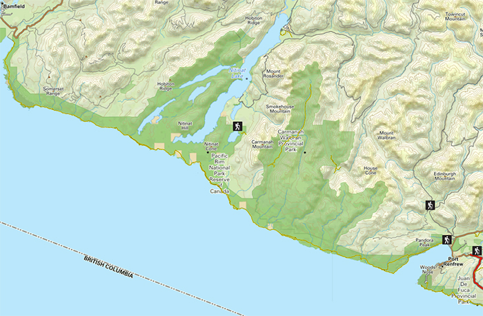 West Coast Trail - Southern Vancouver Island Map